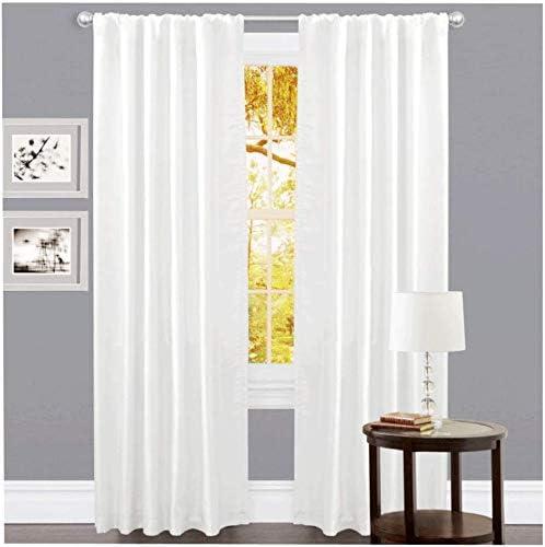 GFI LINEN CLUBS White Cotton Tab Top Curtains – 50x108 inch Window Panel Set, 2 Panels for Living Room, Bedroom or Bathroom, White