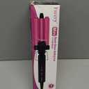 FARERY Mini Hair Crimper, 3 Barrel Curling Iron 1/2 Inch with Keratin & Argan Oil Infused, Travel Curling Iron with Dual Voltage, Pouch Bag, Hair Waver Beach Waves for Women