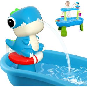 Dinosaur Water Table Pump Continuous Flow - Rechargeable Water Pump for Water Table Accessories - Summer Outdoor Water Play Toys - Battery Powered Water Pump Outside (Blue)