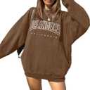 LilyCoco Women's Graphic Oversized Sweatshirt Long Sleeve Crewneck Pullover Top Brown XX-Large (Brown, XXL)
