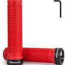 Bike Handlebar Grips, Single Lock on Bicycle Handle Bar, for BMX, Mountain, MTB, Beach Cruiser, Scooter, Folding Bike, Soft Non-Slip-Rubber Hand Grip Comfortable Ergonomic (Red)