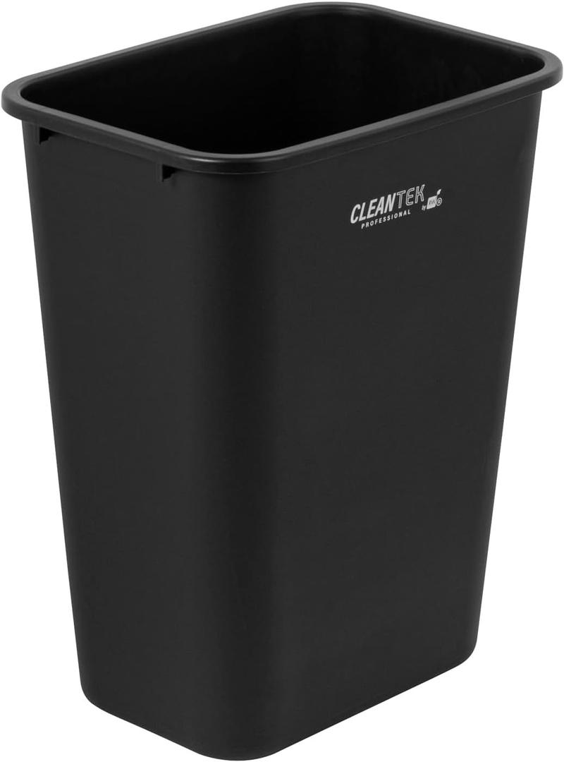 Restaurantware-Clean Tek Professional 7 Quart Trash Can, 1 Kitchen Garbage Bin - 1.75 Gallon Capacity, Rectangular, Black Plastic Trash Bin, Stackable, For Bedroom, Office, Bathroom And More