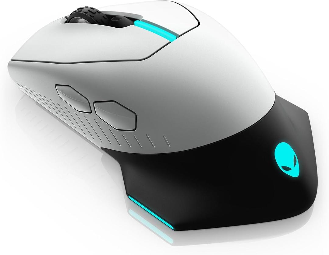 Alienware Wired/Wireless Gaming Mouse AW610M - 16000 DPI, Optical Sensor, Ambidextrous, 7 Buttons, 3-ZONE 16.8m AlienFX RGB Lighting, Edge-Free Design, Ergonomic - Lunar Light