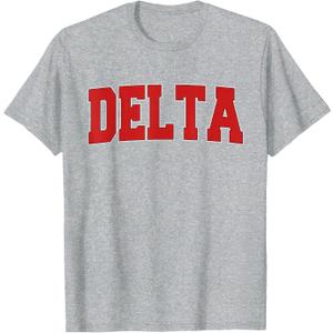 Delta Canada Varsity Style Vintage Retro Canadian Sports T-Shirt (Gray), 2XL