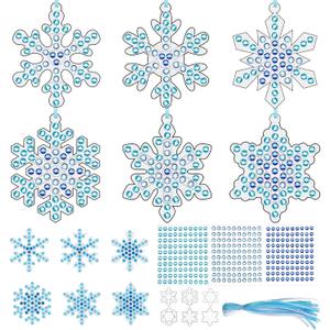 Civaner 24 Sets Snowflake Suncatcher Craft Kits Winter Window Arts and Crafts DIY Make Your Own Suncatcher Hanging Ornament for Winter Xmas Home Activity Party Favor