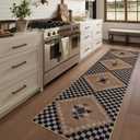 LIVEBOX Easy Jute Runner Rugs for Hallway 2x10, Non Slip Washable Rug Runner, Checkered Extra Long Rugs for Hallways, Ultra Thin Farmhouse Kitchen Rug for Hardwood Floor 2'6" x 10' (Runner), Black