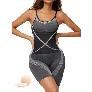 Shapewear for Women, Shape Wear Tummy Control Bodysuit Body Shaper Seamless Butt Lifter Shorts Jumpsuit (Gray, L)