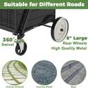 JIALIJIU Heavy Duty Folding Shopping Cart for Groceries, Huge Grocery Carts with 360 Swivel Wheels, Metal Rear Wheels, Waterproof Bag, Portable Utility Trolley for Daily, Laundry, Super Huge-36 Gal