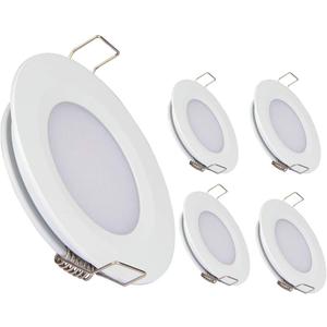 acegoo RV Recessed Ceiling Light 2-3/4 Full Aluminum 12V Dimmable LED Puck Light for Campervan Truck Caravan Boat Roof Under Cabinet Lighting, Flush Mount Cutout 2-1/4" (White,Cool White) 4 Pack