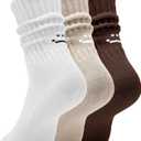 Women's Cute Scrunch Slouch Crew Socks 3Pack Retro Kawaii Chunky Ribbed Cotton Boot Sneaker Cozy Calf Socks Size 5–11