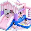 AirMyFun Pink Ice Cream Themed Inflatable Bounce House for Kids - Indoor/Outdoor Jumping Castle with Slide, Ball Pit, Wrecking Ball & Bounce Area, Durable Party Playground for Toddlers Boys Girls