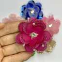 8 Pieces Iridescent Mixed Color 2' Sequin Shell Flowers Rhinestones Beading Applique, Crystal Beaded Mix Flower Applique sew on Cloth Patch DIY Garment Accessory Cloth Headband Decor