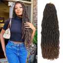 20 Inch Faux Locs Crochet Hair 7 Packs Soft Locs Crochet Braids Hair Pre Looped Goddess Locs Dreadlocs Hair Ombre Brown Hair Extensions For Women (T30)