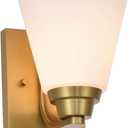 Aged Brass Wall Sconce Light, Traditional Sconces Wall Lighting, 1 Light Bathroom Vanity Lighting with Opal Glass Shade, Wall Light for Bedroom Bathroom Living Room Entryway Hallway