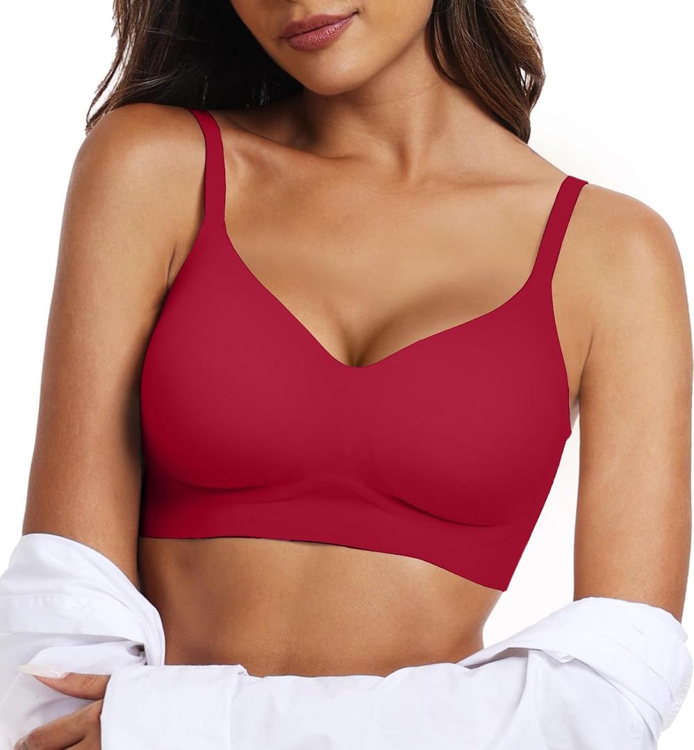 OEAK Womens Wireless Jelly Bras Comfortable Push Up Bra No Underwire Gel Bra Full Support Lift Everyday Seamless Tshirt Bras, Size: Large