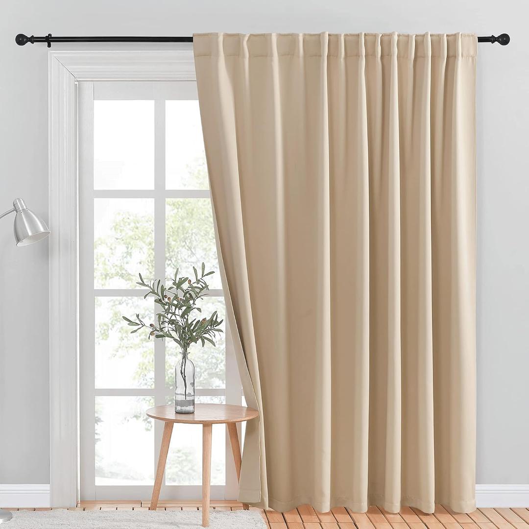 NICETOWN Room Darkening Sliding Glass Door Curtain, Patio Door Blind, Home Room Darkening Curtains for Villa/Hall, Slider Blinds for Bedroom (Biscotti Beige, 100 inches x 84 inches)