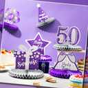 Ferraycle 8 Pcs 50th Birthday Decorations Honeycomb Centerpieces for Women Men Purple Silver Vintage 50th Birthday Party Table Decorations Honeycomb Table Topper for Anniversary Decorations gifts