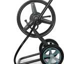 Backyard Expressions 2Wheel Garden Hose Reel Cart, Portable HandCrank Hose Reel, RustResistant Hammertone Gray Finish, Brass Connectors