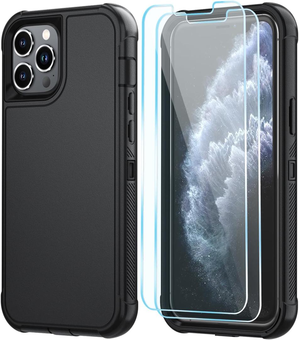 SunStory Compatible with iPhone 11 Pro Case with HD Screen Protector, 3-Layer Heavy Duty Full-Body Cover,3 in 1 Hybrid Protective Case for iPhone 11 Pro 5.8",Black