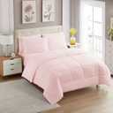 Sweet Home Collection 5 Piece Comforter Set Bag Solid Color All Season Soft Down Alternative Blanket & Luxurious Microfiber Bed Sheets, Pale Pink, Twin