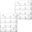 Lincia 2 Pieces Acrylic Business Card Holder Wall Mount Clear Sticker Display Rack Multiple Clear Acrylic Card Organizer Sticker Display Stand Pre Drilled Index Card Storage(12 Pockets) (9.6x3x2.5cm)