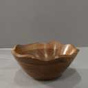 Fruit Bowl Acacia Wood Ruffle Decorative Style Home Decor for Dining Table Fits Bread, Fruits, Salad or Popcorn (9" x 9" x 4")
