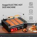 1650W Commercial Hot Dog Rollers,11 Rollers 30 Hotdog Roller Grill,Stainless Steel Hot Dog Machine With Dust Cover,Hot Dog Roller Machine With Dual Temp Control Bun Warmer Shelf Removable Drip Tray