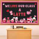 Valentine's Day Bulletin Board Decorations Valentines Day Coffee Cup Bulletin Board Classroom Decorations Heart Latte Theme Cutouts for School Classroom Chalkboard Wall Door Party Decor