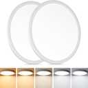 Brightever 12 Inch LED Flush Mount Ceiling Light, 24W 3200LM 5CCT Dimmable LED Ceiling Light Fixture, 2700K/3000K/4000K/5000K/6500K, Ultra Thin Ceiling Lamp for Bedroom, Dining Room, White, 2-Pack