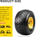 YITAMOTOR 15x6.00-6 Flat Free Lawn Mower Tires & Wheel Assemblies, 4 Ply Pneumatic Front Tires Replacement Fits John Deere, Lawn Tractors, More Riding Mowers | 3" Offset Hub, 3/4" Bearings (2 Pack)