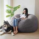 MAXYOYO Bean Bag Chair for Adults, Large 5 ft Bean Bag Chair with Foam Filling, Ultra Soft Fur Lazy Sofa for Living Room, Bedroom, Machine Washable Cover