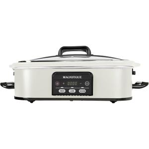 Magnifique 4 Quart Casserole Digital Slow Cooker, Premium Ceramic Bakeware for Oven, Dishwasher Safe Baking Dish, White