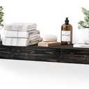 48x3x7in Solid Wood Floating Shelf Black Rustic Wall Mounted Fireplace Mantel Shelf Heavy Duty Decorative Fireplace Mantel for Living Room, Kitchen, Bathroom, Bedroom