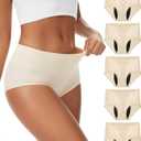 YESWEL Incontinence Underwear For Women, Reusable Washable Leak-proof Lightweight Briefs for Postpartum, Bladder Leak, 5 Pack (Beige, X-Large) (Beige, XL)