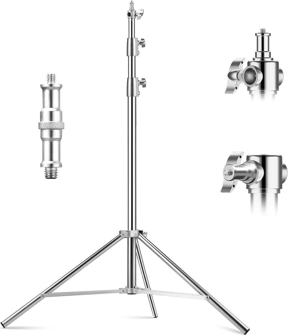 soonpho 110"Stainless Heavy Duty Light Stand, Photography C Stand & Adapter
2.8M Spring Cushioned Studio Stand with 1/4" to 3/8" Universal Adapter for Strobe Monolight, Softbox, Reflector