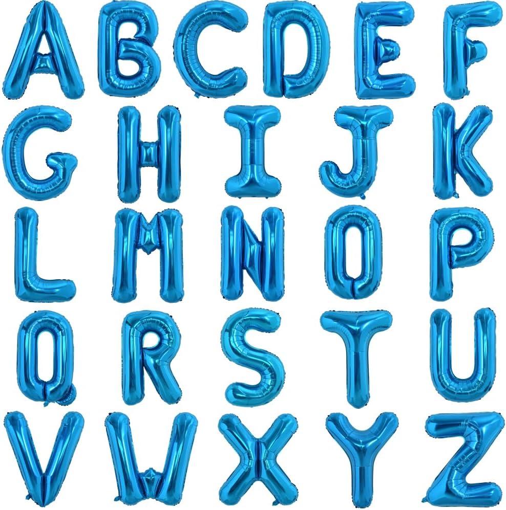 TONIFUL 52 Pieces 16 Inch Blue Letter A-Z Balloons,Custom Phrase Mylar Foil Alphabet Letter DIY Personalized Phrase Banner for Birthday Anniversary Celebration Graduation Party Supplies Decoration