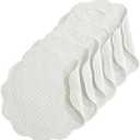 HOMBYS Quilted Placemats Set of 6 Washable Round Placemats for Kitchen Table-100% Cotton Fabric 14 Inch Round Table Mats, Cotton Fabric with Microfiber Filling, (14"x14", Cream White)