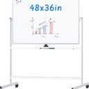 maxtek Rolling Whiteboard, 48x36 Large Magnetic White Board with Stands, Big Double-Sided White Board Dry Erase on Wheels for Homeschool, Home Office, Office, School (Silver, 48 x 36)