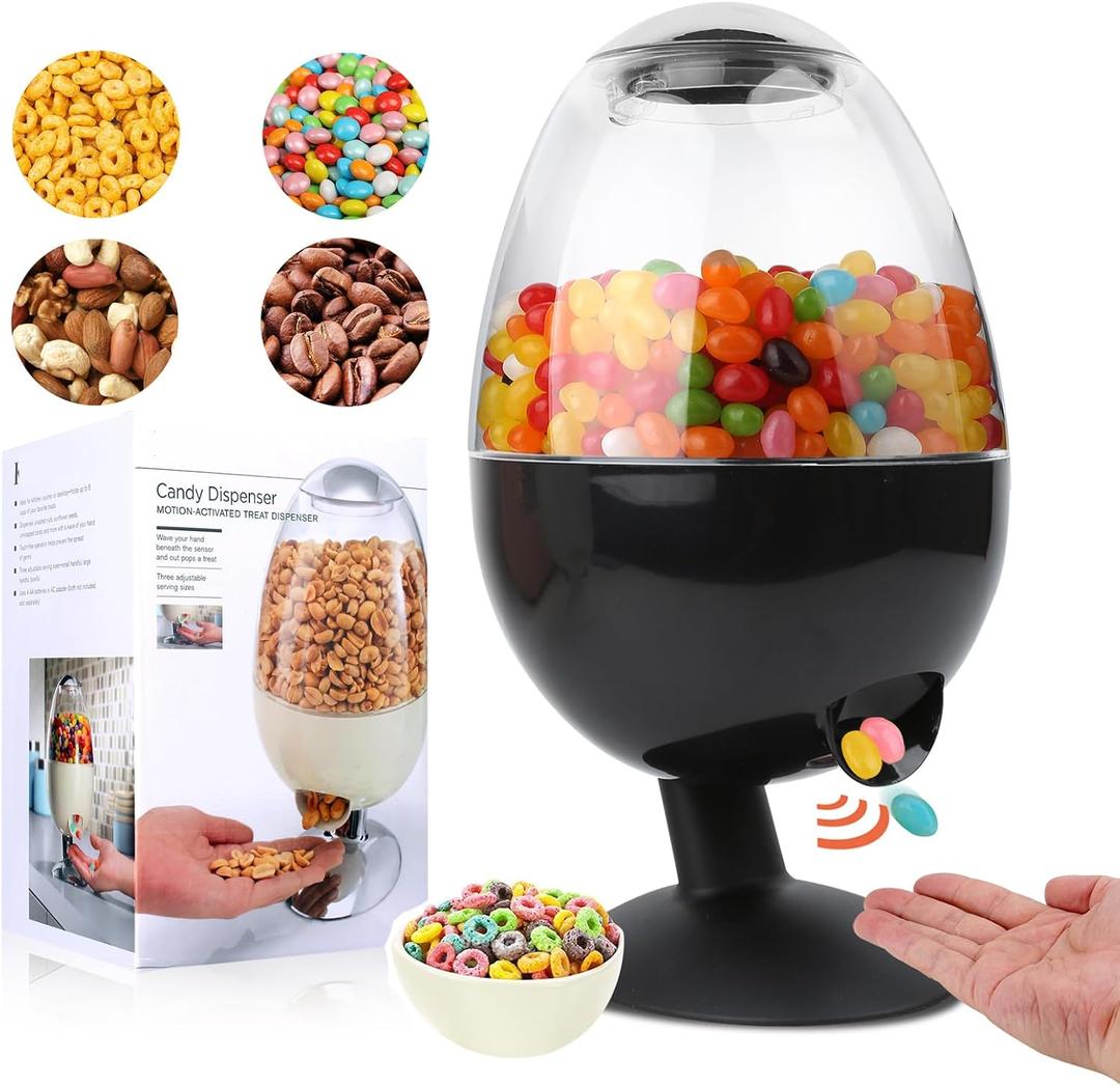 12"Large Automatic Candy Dispenser Machine,Vintage Motion Activated Candy Dispenser Touch Free,3 Distribution Options Desktop Auto Candy Dispenser for Office Desk,Home,Party (Black)