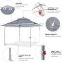 COOSHADE 13x13Ft Pop Up Canopy Tent Instant Folding Shelter 169 Square Feet Large Outdoor Sun Protection Shade(Grey) (Gray)