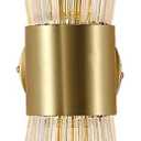 EFINEHOME Mid-Century Modern Wall Lights with Crystal Glass Shade, 2-Light Glass Bathroom Vanitys Lights Gold Wall Sconces, Indoor Up Down Wall Mounted Lamps for Living Bedroom Hallway Hardwired, Umbrella