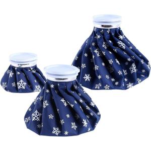 Ice Bags for Injuries Reusable: Ohuhu Pack of 3 Ice Cold Packs Ice Bag Hot Water Hot & Cold Therapy Pain Relief for Knee Leg Injury No-Leak Breathable Waterproof Ice Bags 3 Sizes 6"/9"/11", Dark Blue