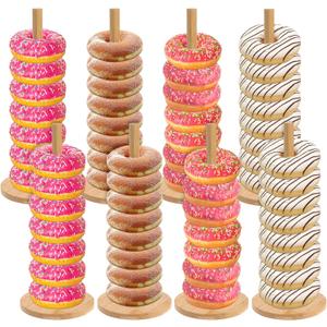 Giantree 8 Pack Wood Donut Stand, 10.62in Farmhouse Donut Display Stand for Dessert Table Party Doughnut Tower Bagel Holders for Party Christmas Birthday New Year Wedding