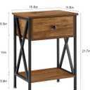 VECELO Nightstands Set of 2, Modern Bedside End Tables, Night Stands with Drawer and Storage Shelf for Living Room Bedroom, Industrial Metal Frame
