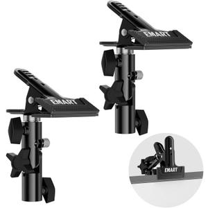 EMART Photography Reflector Holder, Photo Video Studio 5/8" Heavy Duty Metal Clamp Attachment, Light Stand Clip Mount with Umbrella Hole for Backdrop, Diffuser, Lighting -2 Pack