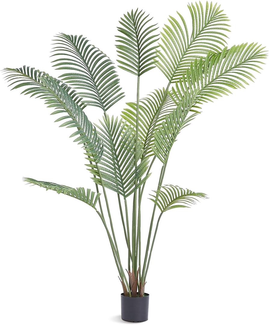 VEVOR Artificial Palm Tree, 6 FT Tall Faux Plant, Secure PE Material & Anti-Tip Tilt Protection Low-Maintenance Plant, Lifelike Green Fake Tree for Home Office Warehouse Decor Indoor Outdoor