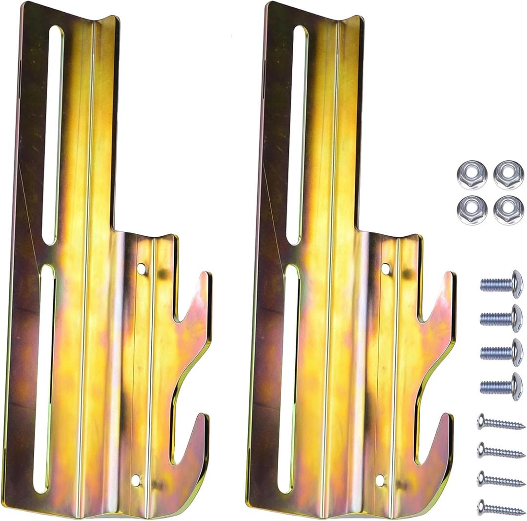 Metal Bed Frame Hook Adapter, Yellow Plated Headboard Brackets, Includes Hardware For Easy Installation And Stability