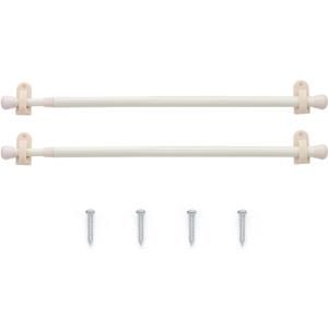 JINCHAN French Door Curtain Rods, No-Drill Adjustable Beige Curtain Rods with Adhesive Hooks, 2650 Inch Aluminum 2-Pack for Sheer & Tier Curtains
