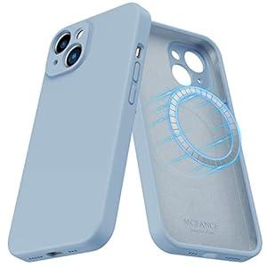 MCFANCE Silicone Magnetic for iPhone 14 Case, Compatible with MagSafe, Full Camera Protection Soft Anti-Scratch Microfiber Lining for iPhone 14 6.1 inch 2022, Mistblue