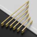 Amerdeco 10 Pack Brushed Gold Cabinet Pulls 5 Inch(128MM) Hole Centers Kitchen Cabinet Handles Cabinet Hardware Zinc Pull Handle Easy to Install ZH0060